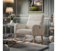 KeepGoon Fauteuil à Bascule, Fauteuil Confortable avec Poche latérale, pour bébés et Enfants, Rocking Chair pour Salon et Jardin, Chaise à Bascule avec Tabouret