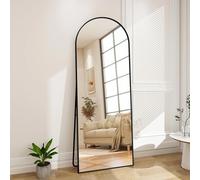 KeepGoon Miroir Complet bombé avec Coins arrondis, 173 x 63 cm Miroir sur Pied, à Suspendre, Debout ou adossé, Miroir de Chambre à Coucher, Miroir Mural Noir - Rond