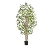 Keeplush Bambou Artificiel 150 cm，Grande Plante Artificielle Intérieur Extérieur Haute avec 1260 Feuilles Réalistes, 6 Tiges Authentiques，Fausse Plante Vraissemblable pour Salon, Bureau, Chambre