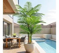 Keeplush Palmier Artificiel Triple Doré 180cm Haute, Palmier Artificiel Exterieur, Arbre Artificiel Exterieur ou Intérieur pour Maison Chambre Bureau Salon Balcon Jardin Décoration (1Pack)