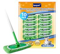 KEEPOW 10 Chiffons en Corail Réutilisables Compatibles avec Swiffer Balai | Ultra Absorbants Recharge pour Swiffer Lingettes Humides, Nettoyage Sec et Humide (Excluant Le Balai)