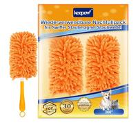 KEEPOW 2 Recharge pour Swiffer Duster - Nettoyage Efficace | Réutilisables pour Swiffer Plumeau Poussiere, Super Absorbante, Recharge Plumeau pour Poils d'animaux, Poussière, Saleté