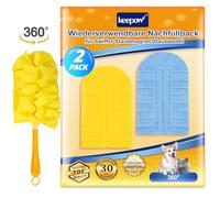 KEEPOW 2 Recharges Améliorées pour Swiffer Plumeau Poussière - Lavables | Recharges Réutilisables pour Swiffer Duster, capture poussière & cheveux, pour Swiffer Recharge, Lavables, avec Sac à Linge