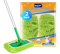 KEEPOW 2 Recharges pour Swiffer Lingettes Humides - lavables, réutilisables | Microfibres Recharge pour Swiffer Balai, Chenille, 5× pouvoir nettoyant, pour Swiffer Wet, sec & humide, avec sac à linge