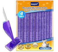 KEEPOW 4 Lingettes Reutilisable pour Swiffer WetJet 30x14cm, Microfibre Lavable Recharge pour Swiffer Wetjet Lavette Réutilisable, Frotter Sols Secs Humides, Violet