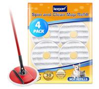 KEEPOW 4 Recharge pour Vileda Spin & Clean REINIGUNGSEIMER, Microfibre | Recharge Serpillère, pour Nettoyage Spin & Clean, Absorption Efficace, élimination des Huiles, Lavable