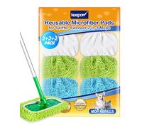 KEEPOW 6 Chiffons Réutilisables pour Balai Swiffer, Tampons Réutilisables Lavables Recharge Aimant Poussière pour Utilisation Humide et Sèche, Paquet de 6 Bleu Blanc Vert