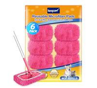 KEEPOW 6 Chiffons Réutilisables pour Swiffer Balai - lavables, Sec & Humide | Microfibres Recharge pour Swiffer Lingettes Humides, Chenille, 5× pouvoir nettoyant, pour Swiffer Wet, avec sac à linge