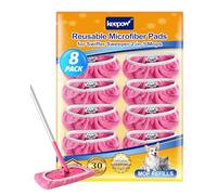 KEEPOW 8 Recharges Roses pour Swiffer Balai - Lavables, Sec & Humide | Chiffons Microfibre pour Swiffer Lingettes Humides, Roses, Sec & Humide, Sac de Lavage Inclus, Nettoyage Efficace, 8 Pièces