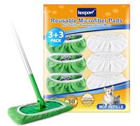 KEEPOW Lingettes Microfibres Réutilisables Compatibles avec Swiffer Balai | Ultra Absorbants pour Swiffer Recharge, Sec & Humide, Lavables, avec Sac de Lavage, Plusieurs Couleurs pour Nettoyage Ciblé