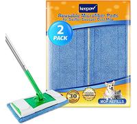 KEEPOW Lot de 2 chiffons de sol réutilisables pour balai Swiffer | Lingettes sèches pour balai de sol Swiffer - Lingettes humides en microfibre