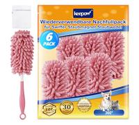 KEEPOW Microfibre Duster Refill pour Swiffer Plumeau Poussière, 1 Sac à Linge Inclus, Super Absorbant, Lavable pour Swiffer Duster Recharge, Capture Efficacement la Poussière et Les Cheveux, 6 Pièces