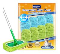 KEEPOW Recharges Réutilisables pour Swiffer Balai - Lavables en Microfibre, pour Swiffer Lingettes Humides, Sec & Humide, Plusieurs Couleurs pour Nettoyage Ciblé, avec Sac de Lavage, 8 Pcs