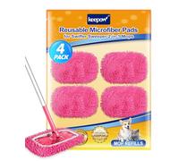 KEEPOW Recharges Réutilisables pour Swiffer Balai - Nettoyage Efficace, élimine Poussière & Saletés, Lavables en Microfibre, compatibles avec Swiffer Lingettes Humides, 4 Pcs, avec Sac de Lavage