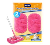 KEEPOW Recharges Réutilisables pour Swiffer Lingettes Humides - Lavables en Microfibre, Nettoyage Efficace, compatibles avec Swiffer Sweeper Mop, Sec & Humide, 2 Roses, avec Sac de Lavage