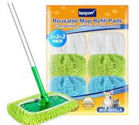 KEEPOW Recharges Réutilisables pour Swiffer Lingettes Humides - Lavables en Microfibre, pour Swiffer Sweeper Mop, Sec & Humide, Plusieurs Couleurs pour Nettoyage Ciblé, avec Sac de Lavage, 6 Pcs