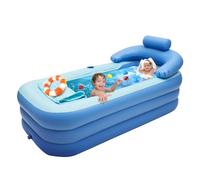 KEESUNG Baignoire gonflable, pataugeoire pliable en PVC pour adultes, spa, sauna, voyage, avec appui-tête, pour maison, piscine, salle de bain, bleu
