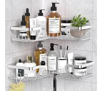 KEGII Tablette de douche sans percer Acier inoxydable Etagère de douche d'angle Set de 2 pièces