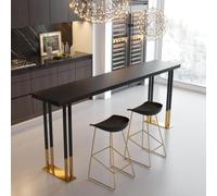 KEIFCUACLA Table De Bar Haute Étroite, Table De Comptoir À Plateau Bois | Table rectangulaire autoportante, pieds métalliques noir-doré, table haute pour appartement petit espace(A,120*40*105CM)
