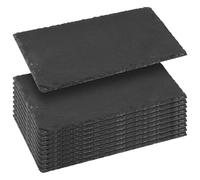 KEILEOHO Lot de 10 sets de table rectangulaires en ardoise - 25 x 12 cm - Noir - Pour buffet, service, décoration