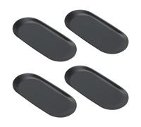 KEILEOHO Lot de 4 Plateaux décoratifs en Acier Inoxydable Noir de 17,8 cm, Plateau à Bijoux Ovale, Plateaux de Service pour Salle de Bain, vanité, Organisateur de Rangement