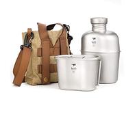 Keith Trekking Titane Gourde militaire avec housse Camping Gourde Avec La Cantine Bouilloire exterieure avec tasse