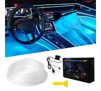 Keiurot Bande LED Voiture Interieur Fil de Lumière USB Néon Glace Bleu El Fil pour Lumière LED Intérieur Voiture 5V Atmosphère Bord Décoration 10m