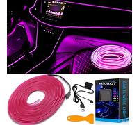 Keiurot Bande LED Voiture Interieur Fil de Lumière Voiture Interieur USB Néon Violet El Fil pour Lumiere LED Intérieur Voiture 5V Atmosphère Voiture Lumière Bord Décoration 10m
