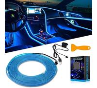 KEIUROT Fils de Lumière,USB Néon Bleu, El Fil pour Atmosphère Voiture, 5V, LED Intérieur Bande Lumière Bord Décoration