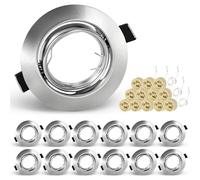 KEJIYILT Lot de 12 spots encastrables GU10 - Spots LED orientables - 230 V - En acier inoxydable brossé - Spot de plafond rond avec douille pour LED GU10 ou halogène