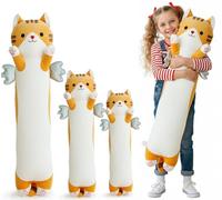 Kekeso Oreiller Peluche Chat Long, Coussin Corps Peluche Chat Mignon avec Ailes, Kawaii Douce à Câliner - Cadeau pour Enfants à Noël, Saint-Valentin & Anniversaire(Jaune, 90cm/35.43in)
