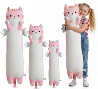 Kekeso Oreiller Peluche Chat Long, Coussin Corps Peluche Chat Mignon avec Ailes, Kawaii Douce à Câliner - Cadeau pour Enfants à Noël, Saint-Valentin & Anniversaire(Rose, 90cm/35.43in)