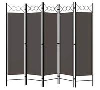 Keketa Paravent à 5 panneaux - Paravent pliable - Cadre en métal - Séparateur d'intimité en tissu - Pour intérieur et chambre à coucher, bureau, salle de bain - Anthracite - 200 x 180 cm