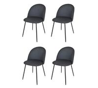 KEKOHOME Lot de 4 chaises de Salle à Manger Luna avec Pieds en Acier Noir Mat, Tissu Noir