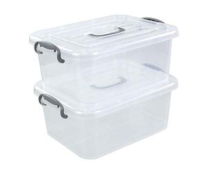 Kekow Lot de 2 boîtes de rangement transparentes en plastique avec couvercles, 8 l