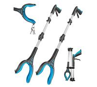 Kekoy pince ramasse objet longue pour personnes âgées, 110 cm, 2 pqt | pince telescopique pliable et légère, pince pour ramasser sans se baisser, mâchoire rotative antidérapante à 360°, bleu ciel