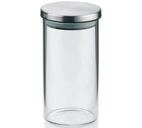 Kela 10766 Set boîtes hermétique Baker 0,35l en Verre/Acier Inoxydable, Transparent/Argent, 7,5 x 7,5 x 14 cm