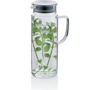 Kela 11398 pichet à boissons froides en verre, couvercle hermétique, contenance 1,6 litres, 'Pitcher', Acier Inoxydable/Transparent