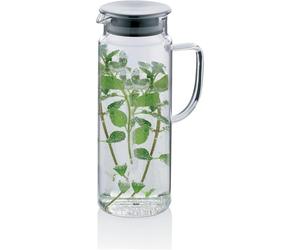 Kela 11398 pichet à boissons froides en verre, couvercle hermétique, contenance 1,6 litres, 'Pitcher', Acier Inoxydable/Transparent