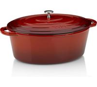 Kela 11943 - Poêle avec couvercle - Fonte - Revêtement émaillé - Excellente capacité de rétention de la chaleur - Convient aux plaques de cuisson à induction - Rouge