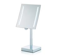 Kela 20627 Sade Miroir Cosmétique sur Pied avec Lumière Grossissant 3x Métal Chromé 28 x 20,5 x 44 cm
