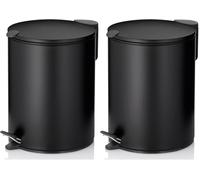 kela 23702 Kosmetikeimer, Métal, Noir, 5 l (Lot de 2)