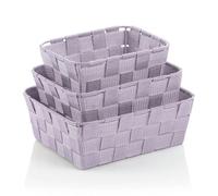kela Alvaro Lot de 3 paniers de rangement en plastique pour salle de bain, cuisine et maison Violet