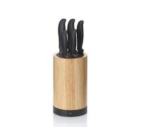 kela Bloc à couteaux avec set de couteaux ACIDA, 5 couteaux, porte-couteaux en bambou avec insert en poils, Ø 13 cm, noir