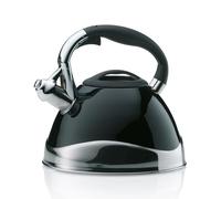 kela Bouilloire à induction 3L, bouilloire à flûte en acier inoxydable, pour tous les types de cuisinières, avec ouverture sécurisée du couvercle verseur par bouton-poussoir, VARUS, noir brillant