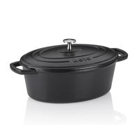 kela Cocotte en fonte ovale 4 litres, Dutch Oven CALIDO, Cuve en fonte à induction avec couvercle, émaillée, noire