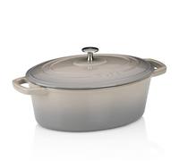 kela Cocotte en fonte ovale 4 litres, Dutch Oven CALIDO, Cuve en fonte à induction avec couvercle, émaillée, gris clair