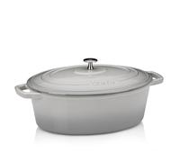 KELA Plat ovale en fonte avec couvercle Calido 35x26 cm gris clair KL-12608