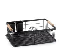 kela Égouttoir à Vaisselle Rica, métal Grille d'égouttage pour 11 Assiettes, 5 Verres, 2 Porte-Couverts en Plastique, Noir