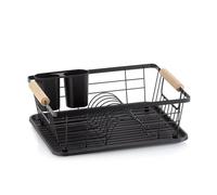 kela Égouttoir à Vaisselle Rica, métal Grille d'égouttage pour 9 Assiettes, 3 Verres, 2 Porte-Couverts en Plastique, Noir